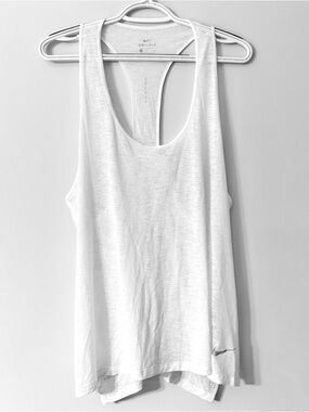 Nike Dri-FIT White Racerback Tank Top | Athletic Gym Activewear